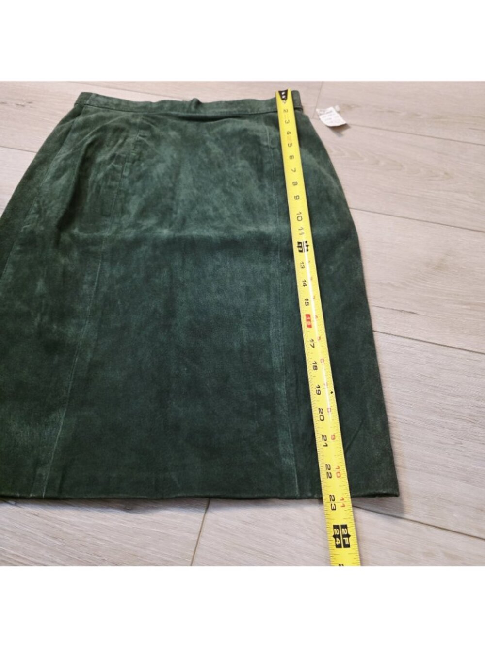 Womens Vtg 90s Suede Leather Pencil Skirt Sz 10 Dark Green Western High Waist - Picture 10 of 12